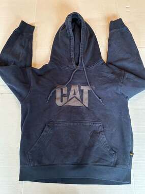CAT Caterpillar Logo Pullover Hoodie Navy Blue Size Medium Mens